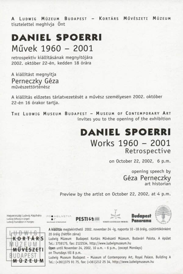 A Ludwig Múzeum Budapest 2002 pozvánka